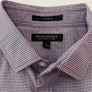 Banana Republic Men's Purple Checkered Shirt